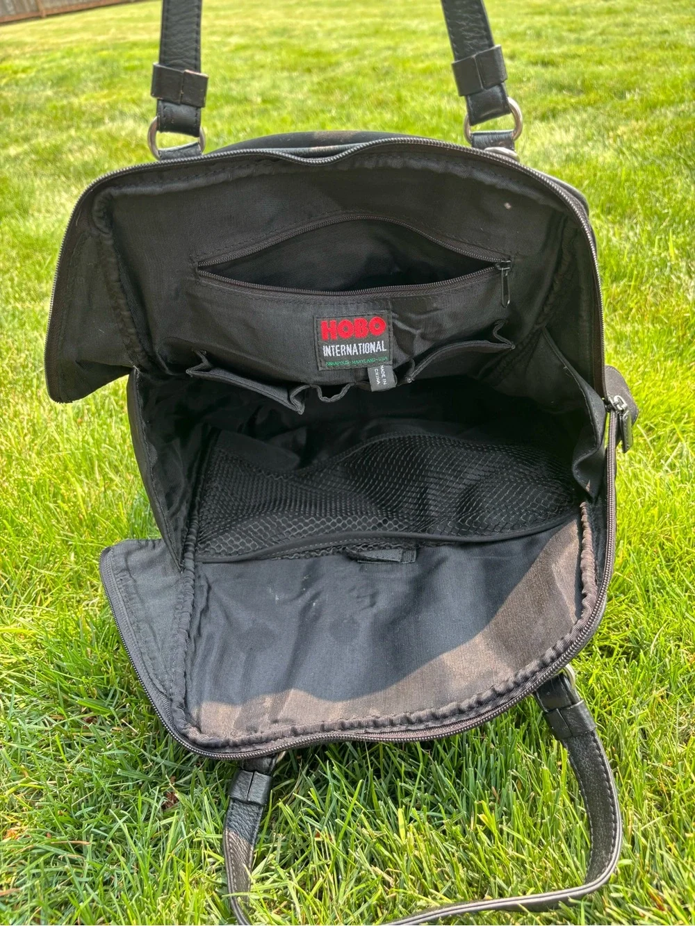 HOBO Black Nylon Hobo with Leather Trim